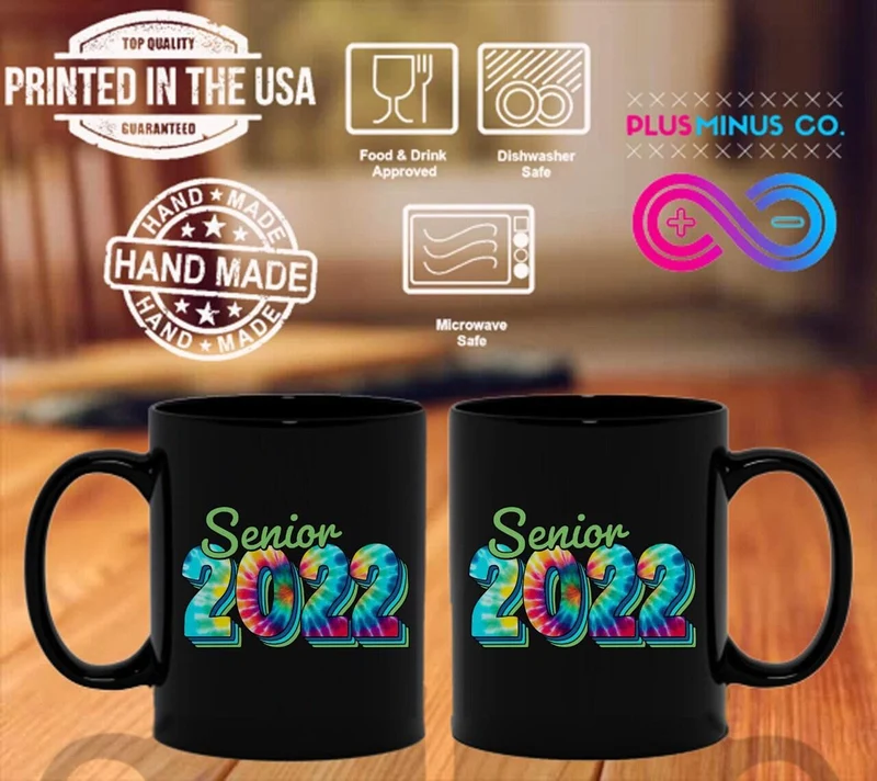 Senior 2022 Black Mugs Dye Color T-Shirts, Diplômés 2022, Remise des diplômes 2022, Classe Senior de 2022, Remise des diplômes