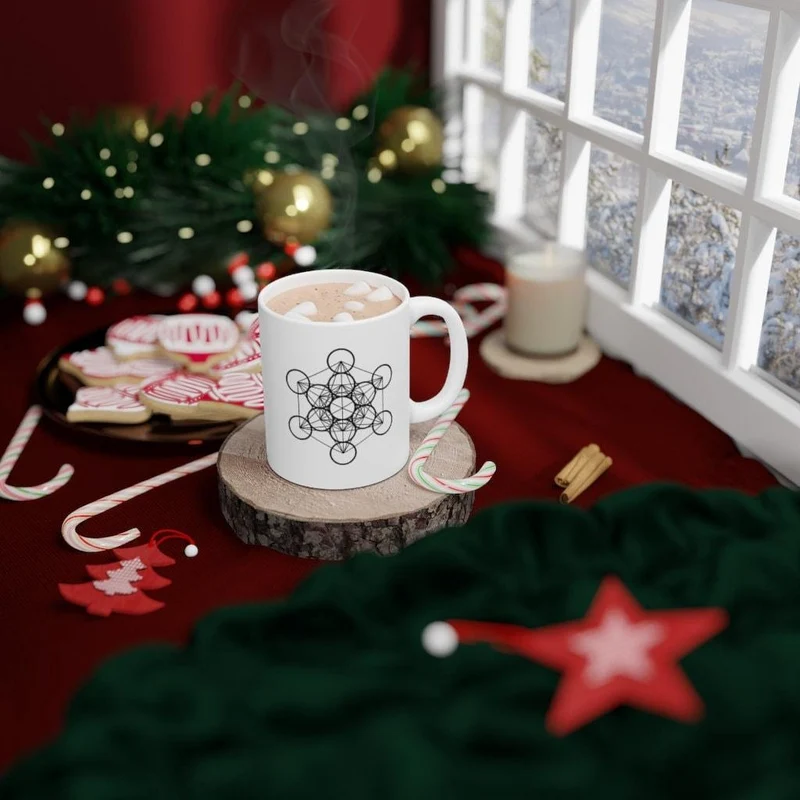 Géométrie sacrée, tasses cube métatrons, tasse en céramique blanche d’art de géométrie sacrée