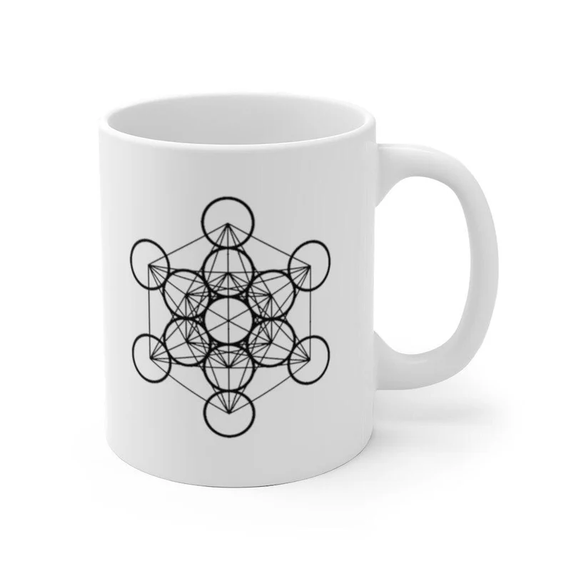Géométrie sacrée, tasses cube métatrons, tasse en céramique blanche d’art de géométrie sacrée