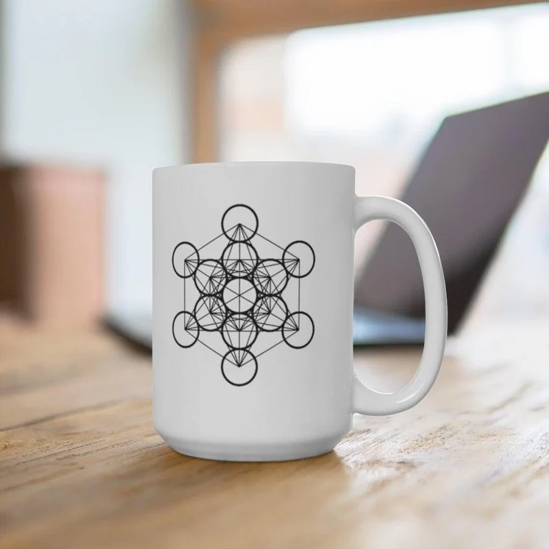 Géométrie sacrée, tasses cube métatrons, tasse en céramique blanche d’art de géométrie sacrée