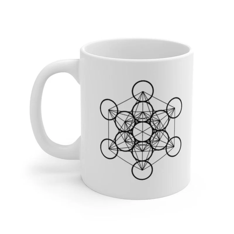 Géométrie sacrée, tasses cube métatrons, tasse en céramique blanche d’art de géométrie sacrée