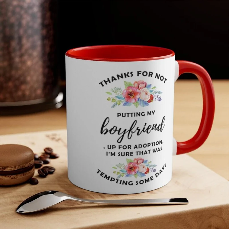 Merci de ne pas avoir mis mon petit ami en adoption Tasses d’accent, tasse de Noël, tasse à café, cadeau de maman, cadeau de fête des mères, tasse d’accent