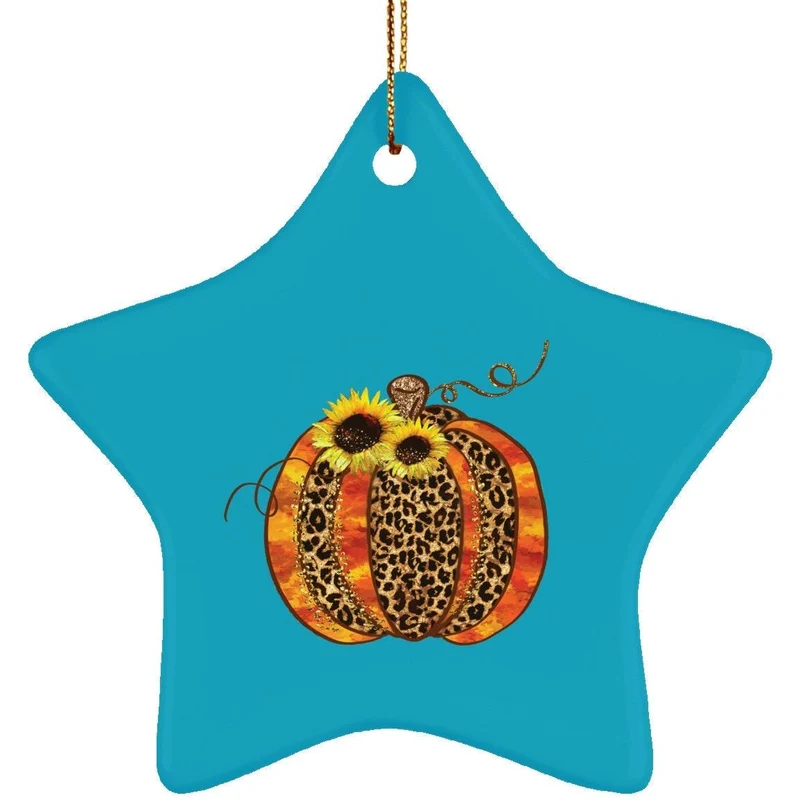 Ornement d’étoile en céramique sur le thème de la citrouille d’Halloween, décoration d’Halloween, collier pendentif d’Halloween, conception de citrouille d’Halloween