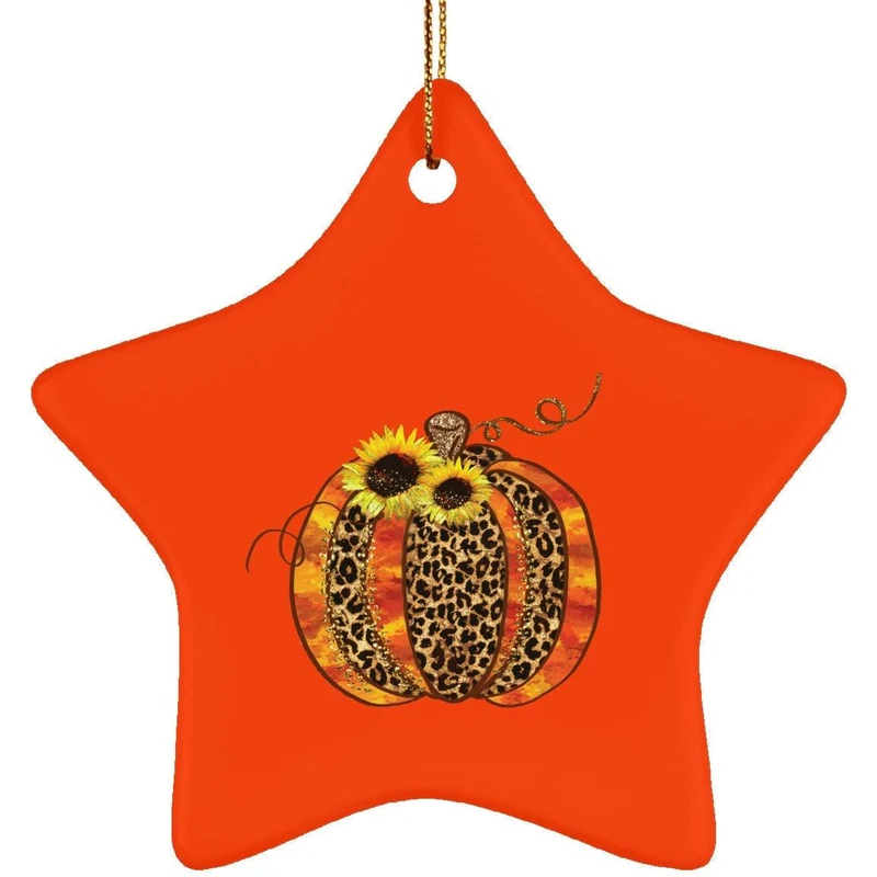 Ornement d’étoile en céramique sur le thème de la citrouille d’Halloween, décoration d’Halloween, collier pendentif d’Halloween, conception de citrouille d’Halloween