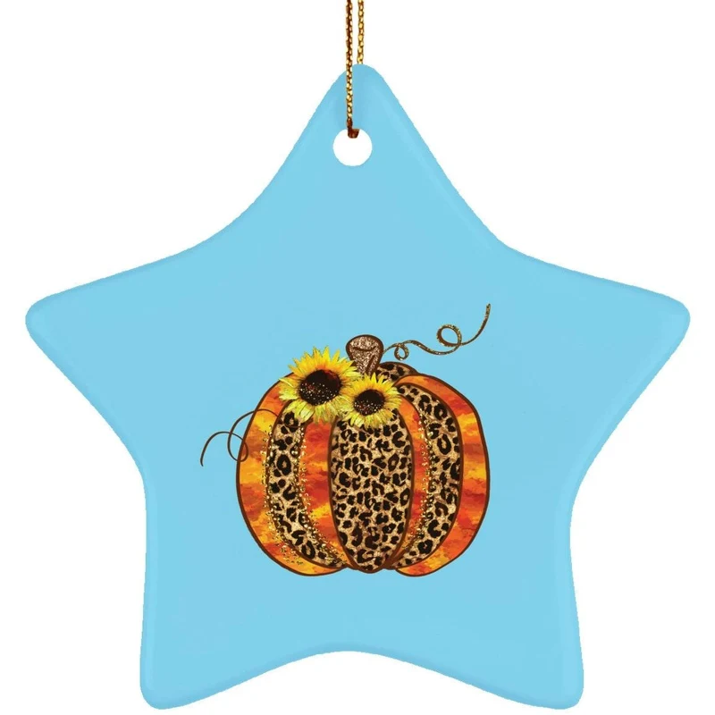 Ornement d’étoile en céramique sur le thème de la citrouille d’Halloween, décoration d’Halloween, collier pendentif d’Halloween, conception de citrouille d’Halloween