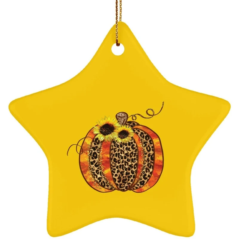 Ornement d’étoile en céramique sur le thème de la citrouille d’Halloween, décoration d’Halloween, collier pendentif d’Halloween, conception de citrouille d’Halloween