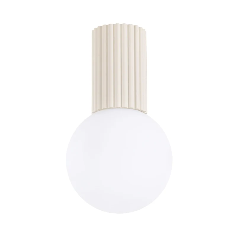 Plafonnier Aluminium/Verre Beige Moderne Ronde