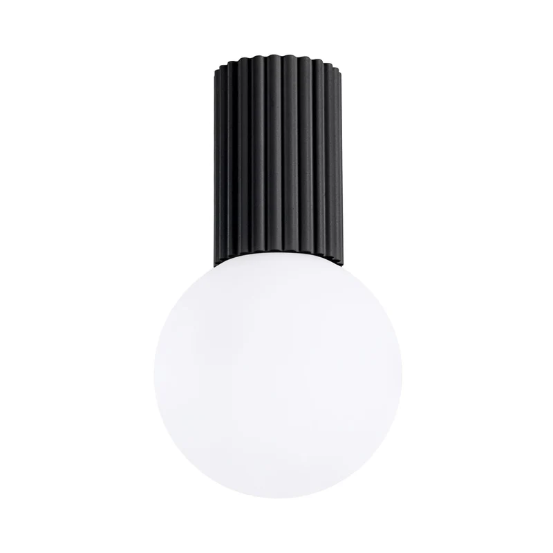 Plafonnier Aluminium/Verre Noir Moderne Ronde