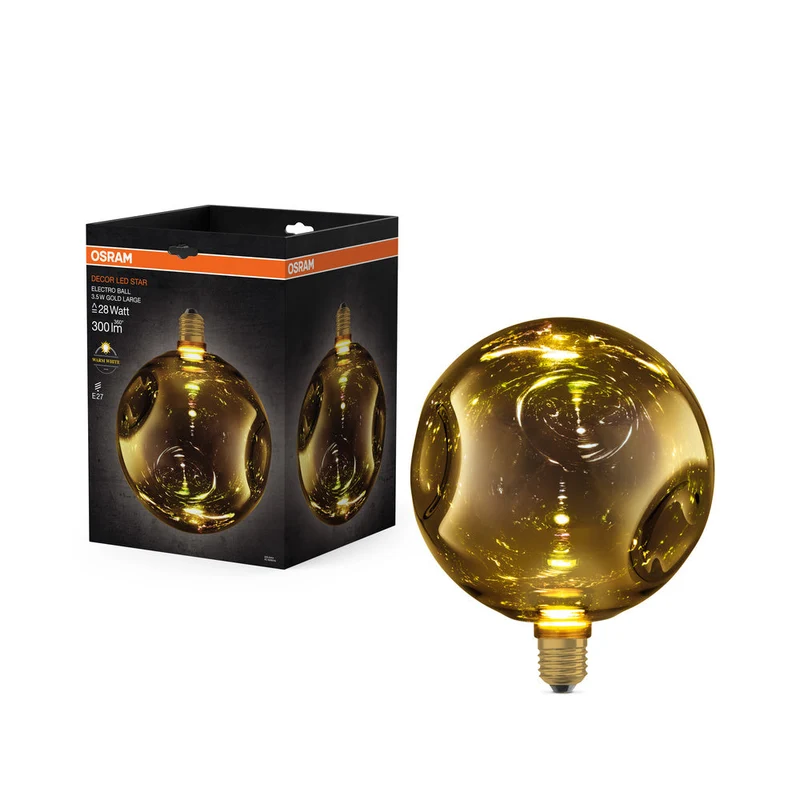 LAMPE LED DÉCORATIVE EN VERRE ÉLECTRO EN VERRE ÉLECTRO GRANDE OR