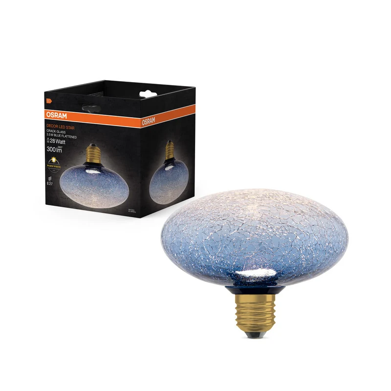 LAMPE LED DÉCORATIVE EN VERRE FISSURÉ VERRE FISSURÉ ÉCRASÉ BLEU