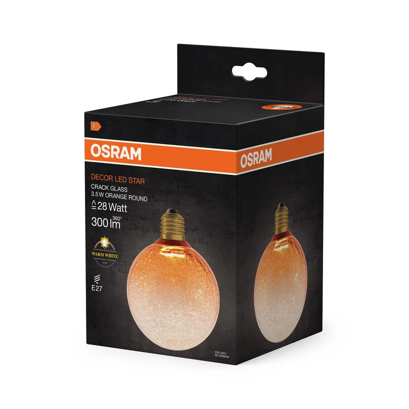 LAMPE LED DÉCORATIVE EN VERRE FISSURÉ RONDE ORANGE
