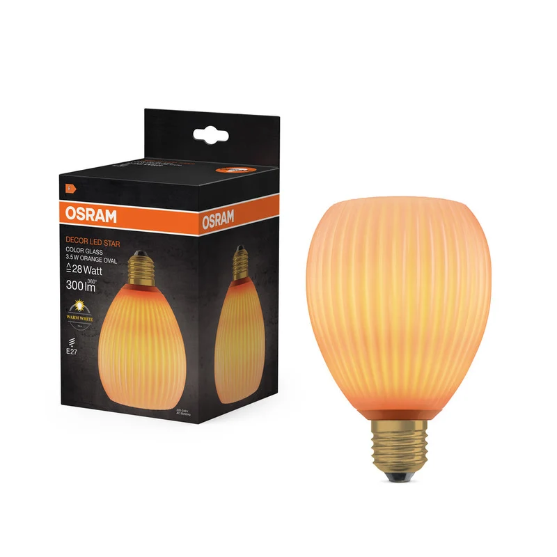 LAMPE LED DÉCORATIVE EN VERRE COLORÉ OVALE ORANGE