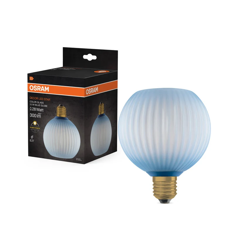 LAMPE LED DÉCORATIVE EN VERRE COLORÉ GLOBE EN VERRE COLORÉ BLEU