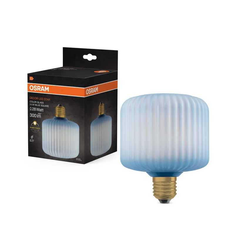 LAMPE LED DÉCORATIVE EN VERRE COLORÉ CARRÉ BLEU