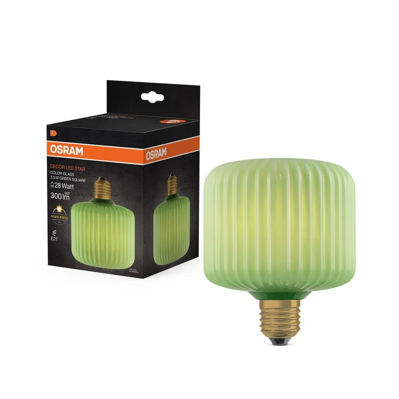 LAMPE LED DÉCORATIVE EN VERRE COLORÉ CARRÉ VERT