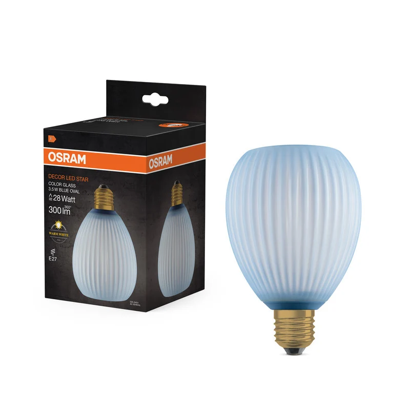 LAMPE LED DÉCORATIVE EN VERRE COLORÉ OVALE BLEU