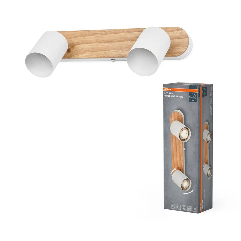 OSRAM LED Spot Wood Line lampe à poser 2xGU10 Blanc et décor bois