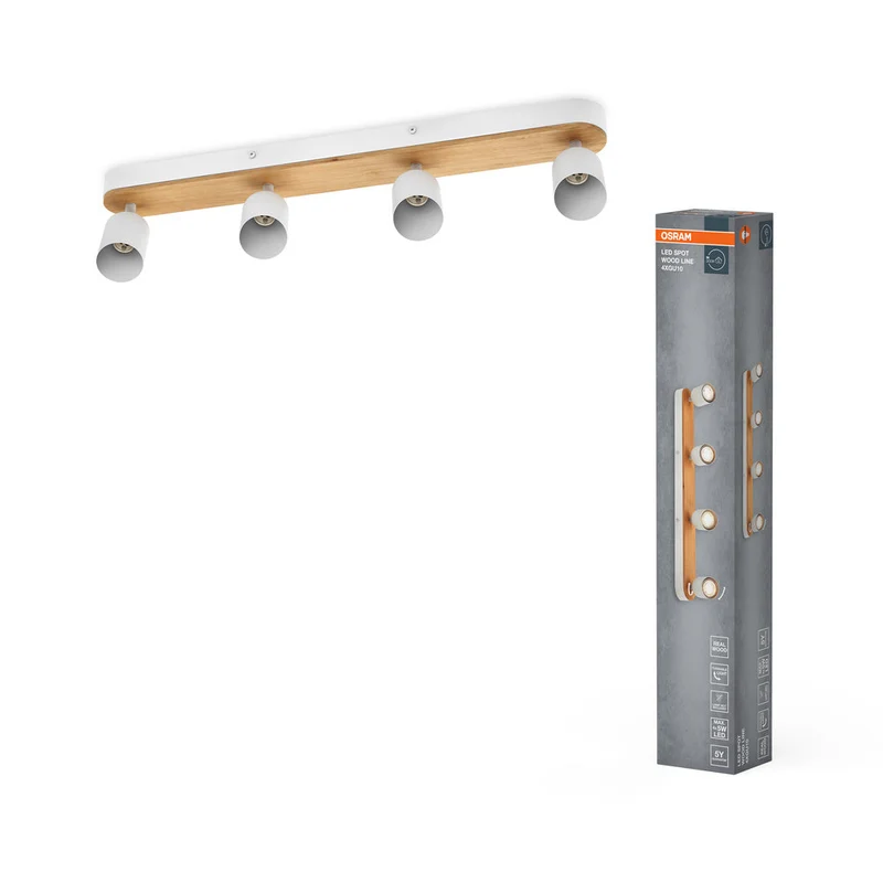 OSRAM LED Spot Wood Line lampe à poser 4xGU10 Blanc et décor bois