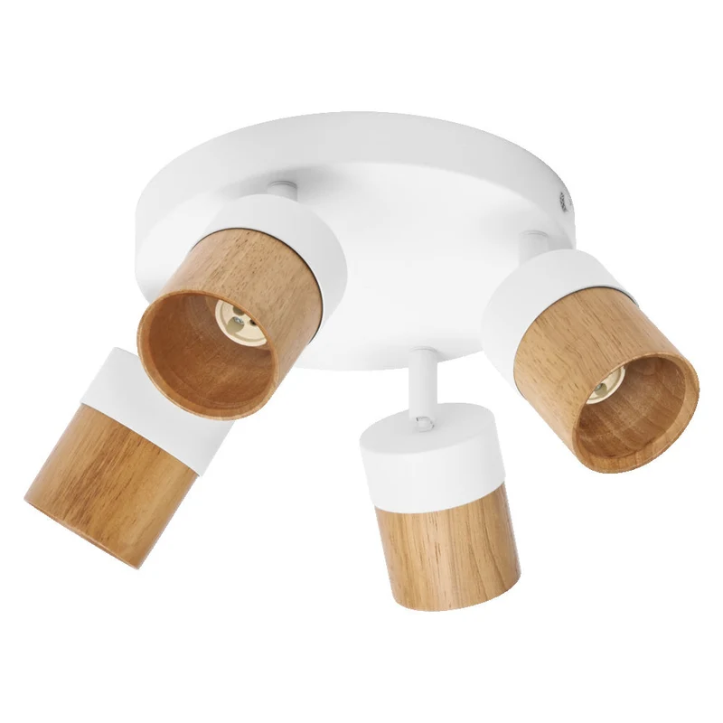 OSRAM LED Spot Half Wood Line Plate lampe à poser 4xGU10 Blanc et décor bois