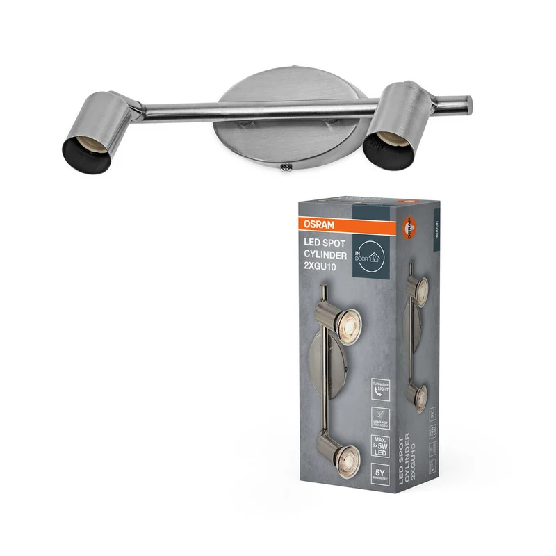 OSRAM LED Spot Cylinder lampe à poser 2xGU10 Nickel brossé