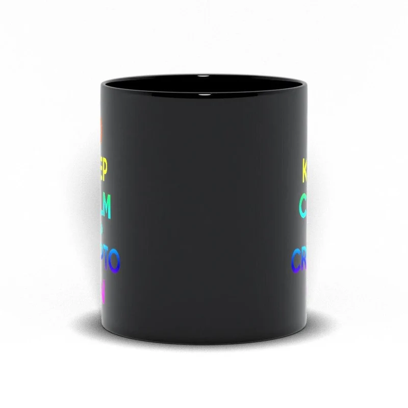 Gardez votre calme et votre crypto sur des tasses noires