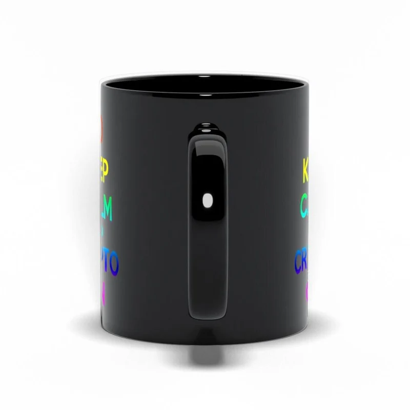 Gardez votre calme et votre crypto sur des tasses noires