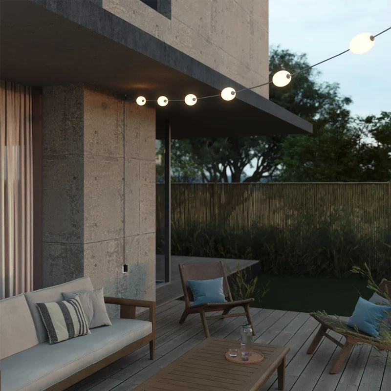 Guirlande lumineuse 6 points lumière pour extérieur IP67 Gris - Marina6