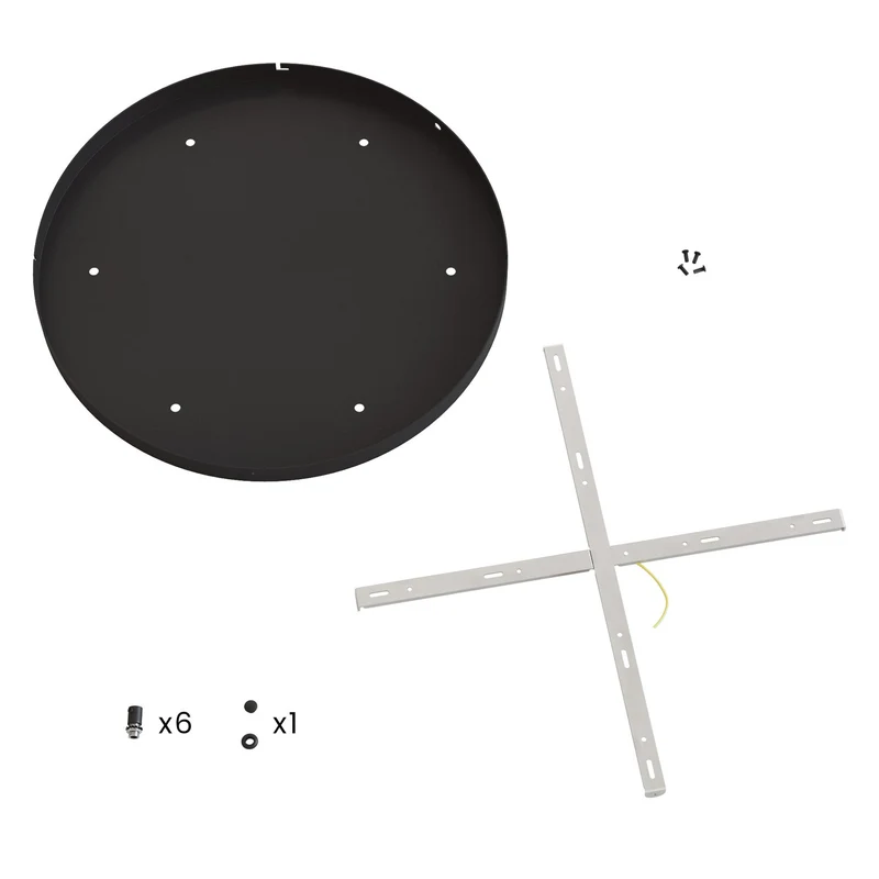 Pavillon rond en aluminium Ø 50 cm avec équerre et Câble de mise à la terre, avec 6 trous frontaux - Noir