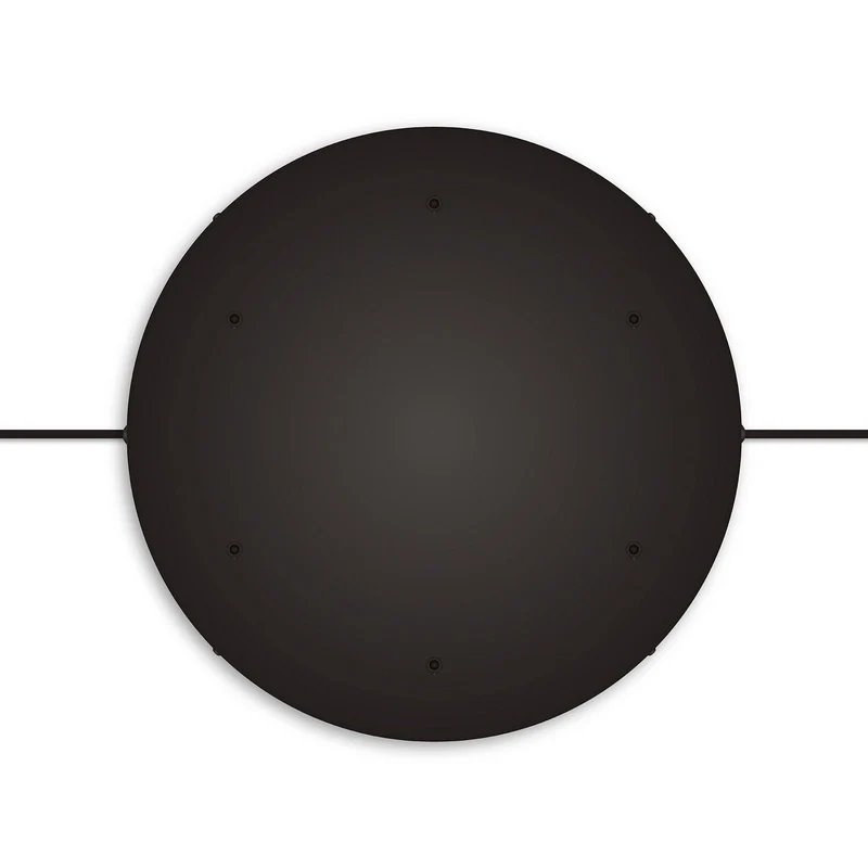 Pavillon rond en aluminium Ø 50 cm avec équerre et Câble de mise à la terre, avec 6 trous frontaux - Noir