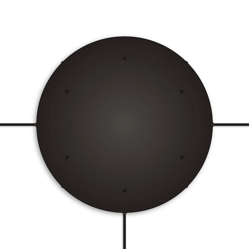 Pavillon rond en aluminium Ø 50 cm avec équerre et Câble de mise à la terre, avec 6 trous frontaux - Noir