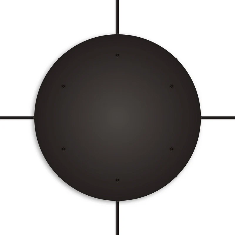 Pavillon rond en aluminium Ø 50 cm avec équerre et Câble de mise à la terre, avec 6 trous frontaux - Noir