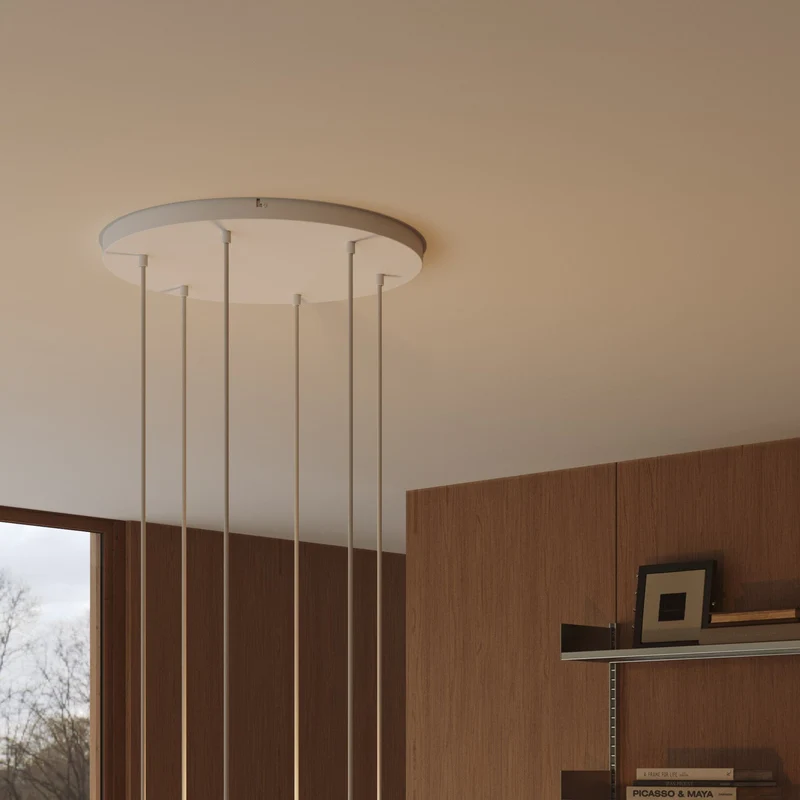 Pavillon rond en aluminium Ø 50 cm avec étrier et câble de mise à la terre, avec 6 trous frontaux - Blanc Mat