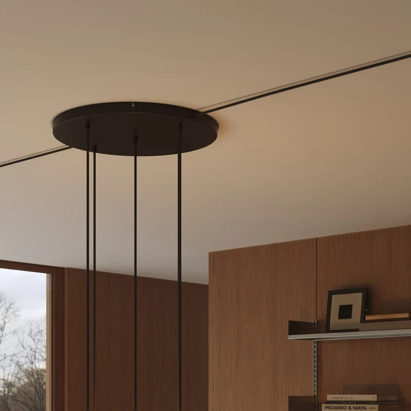 Pavillon rond en aluminium Ø 50 cm avec étrier et câble de mise à la terre, avec 5 trous frontaux - Noir