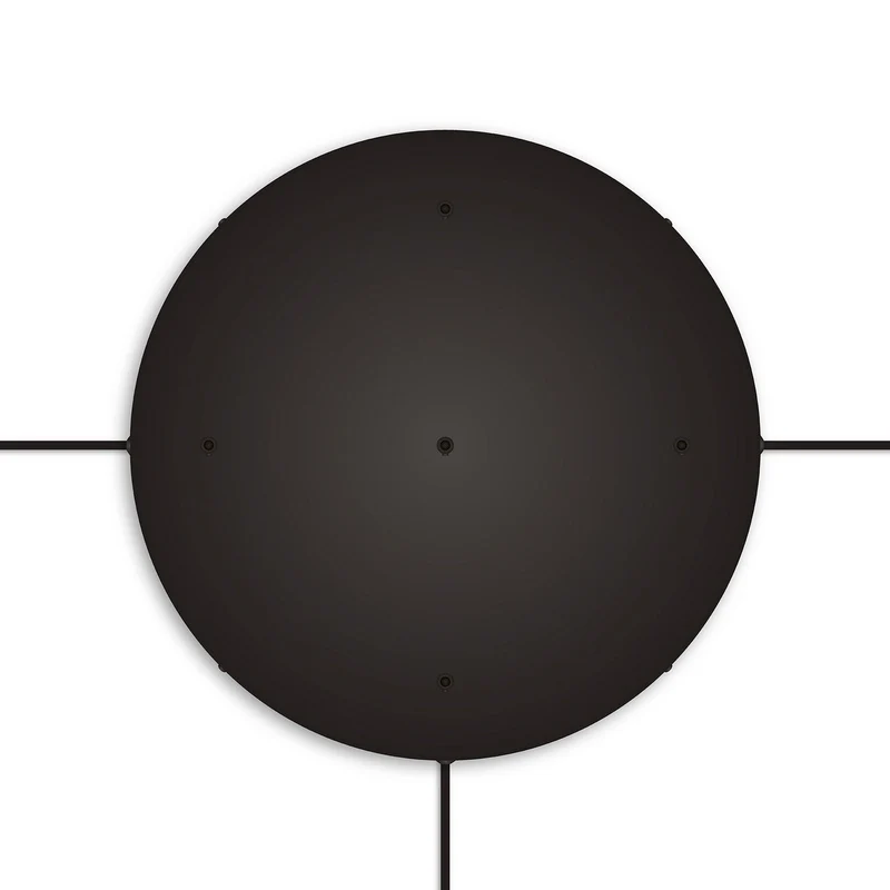 Pavillon rond en aluminium Ø 50 cm avec étrier et câble de mise à la terre, avec 5 trous frontaux - Noir
