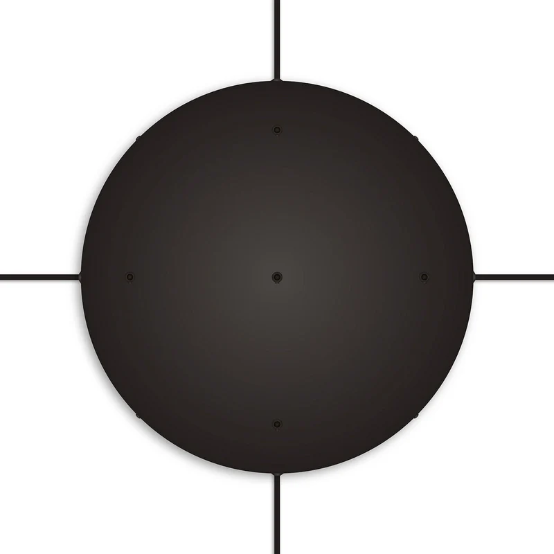 Pavillon rond en aluminium Ø 50 cm avec étrier et câble de mise à la terre, avec 5 trous frontaux - Noir