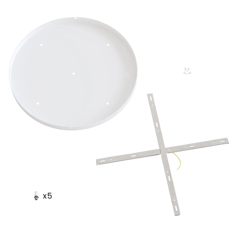 Pavillon rond en aluminium Ø 50 cm avec étrier et câble de mise à la terre, avec 5 trous frontaux - Blanc Mat