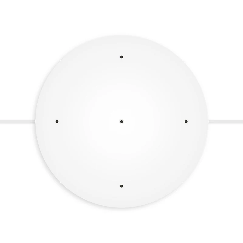 Pavillon rond en aluminium Ø 50 cm avec étrier et câble de mise à la terre, avec 5 trous frontaux - Blanc Mat