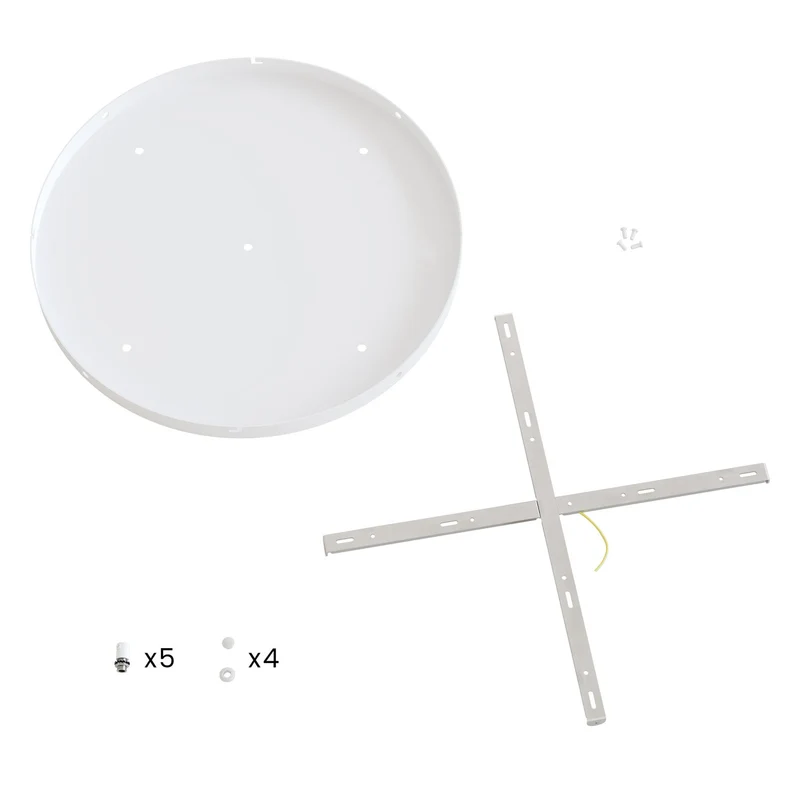Pavillon rond en aluminium Ø 50 cm avec étrier et câble de mise à la terre, avec 5 trous frontaux - Blanc Mat