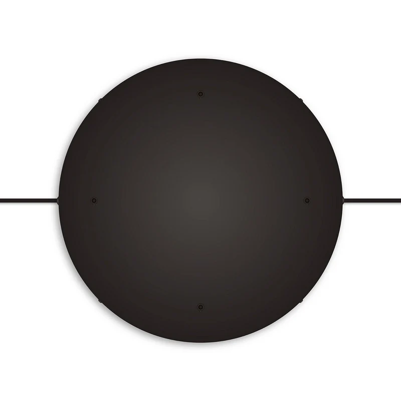Pavillon rond en aluminium Ø 50 cm avec étrier et câble de mise à la terre, avec 4 trous frontaux - Noir