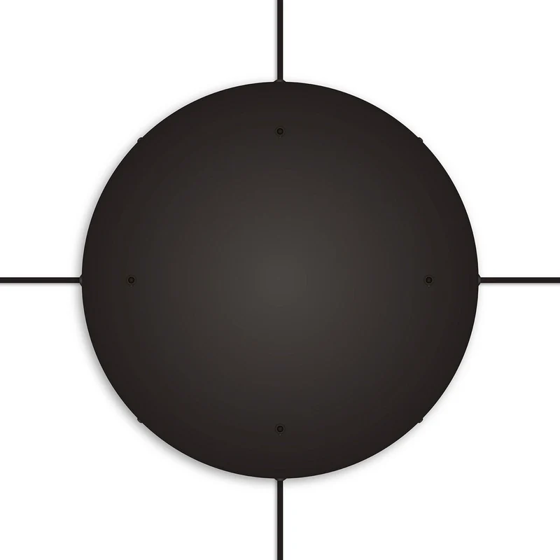 Pavillon rond en aluminium Ø 50 cm avec étrier et câble de mise à la terre, avec 4 trous frontaux - Noir