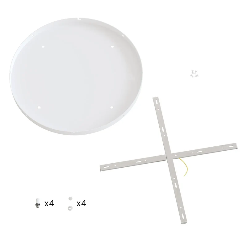 Pavillon rond en aluminium Ø 50 cm avec étrier et câble de mise à la terre, avec 4 trous frontaux - Blanc Mat