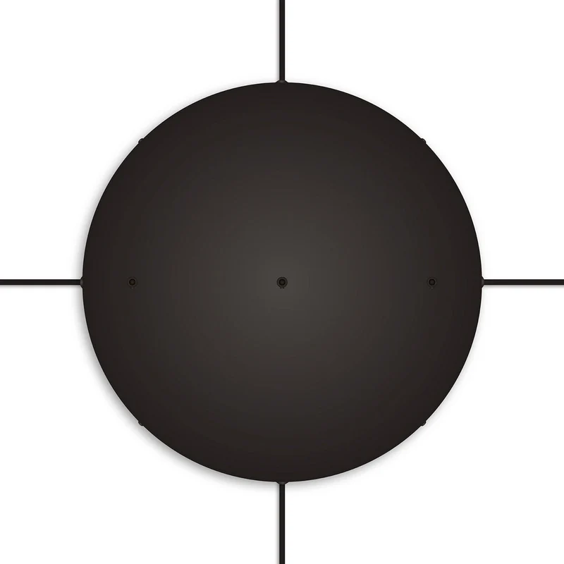 Pavillon rond en aluminium Ø 50 cm avec équerre et Câble de mise à la terre, avec 3 trous en ligne frontaux - Noir