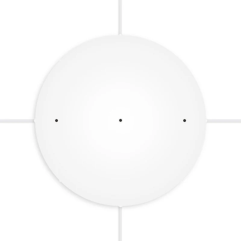 Pavillon rond en aluminium Ø 50 cm avec équerre et Câble de mise à la terre, avec 3 trous en ligne frontaux - Blanc Mat