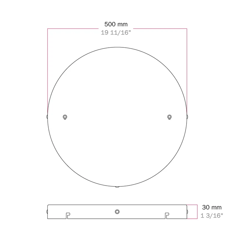 Pavillon rond en aluminium Ø 50 cm avec étrier et câble de mise à la terre, avec 2 trous frontaux - Blanc Mat