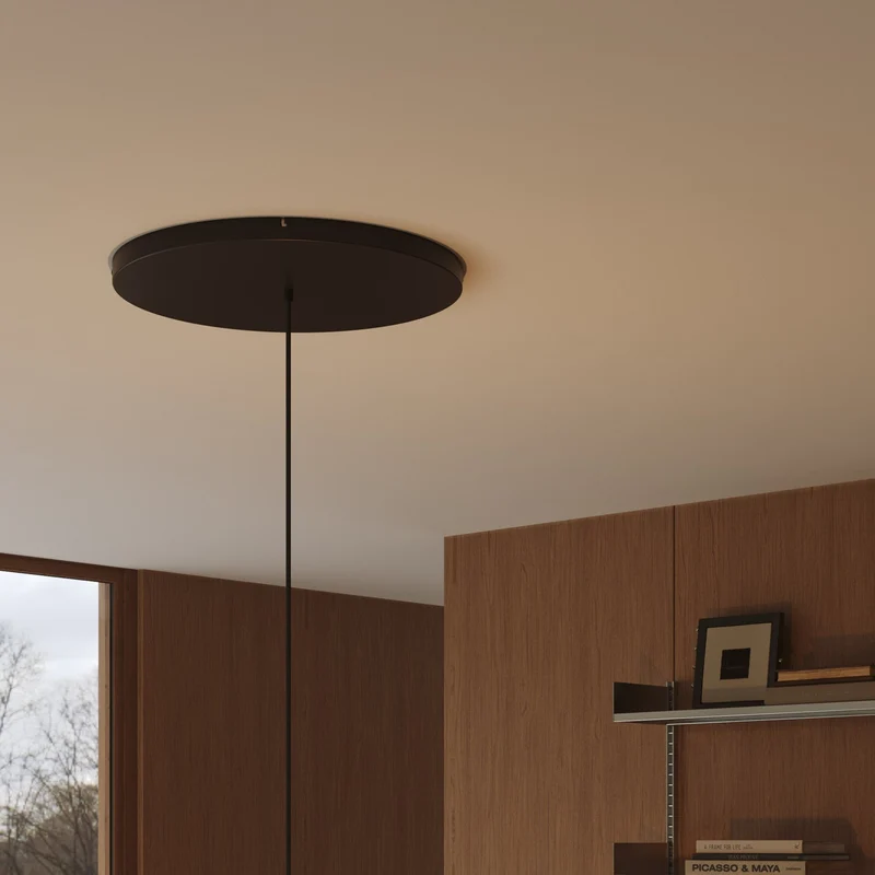 Pavillon rond en aluminium Ø 50 cm avec équerre et Câble de mise à la terre, avec 1 trou frontal - Noir