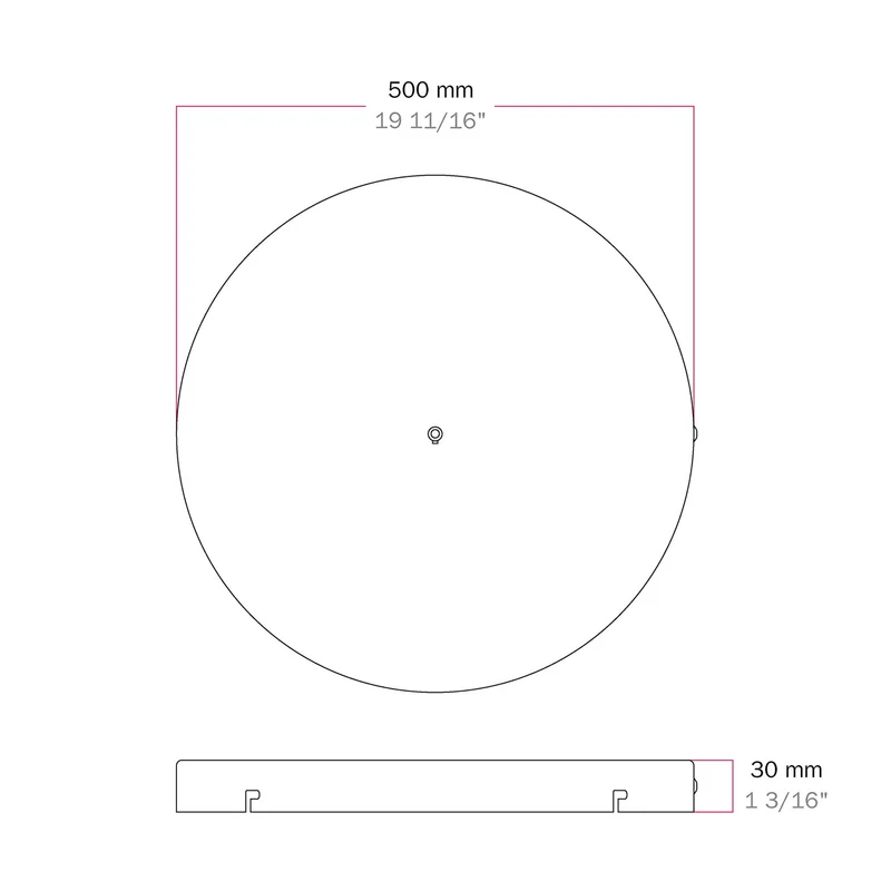 Pavillon rond en aluminium Ø 50 cm avec équerre et Câble de mise à la terre, avec 1 trou frontal - Noir
