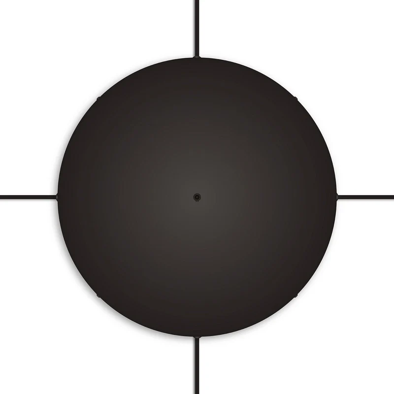 Pavillon rond en aluminium Ø 50 cm avec équerre et Câble de mise à la terre, avec 1 trou frontal - Noir