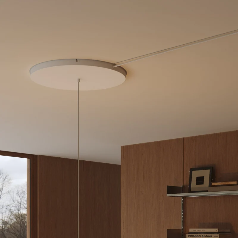 Pavillon rond en aluminium Ø 50 cm avec étrier et câble de mise à la terre, avec 1 trou frontal - Blanc Mat