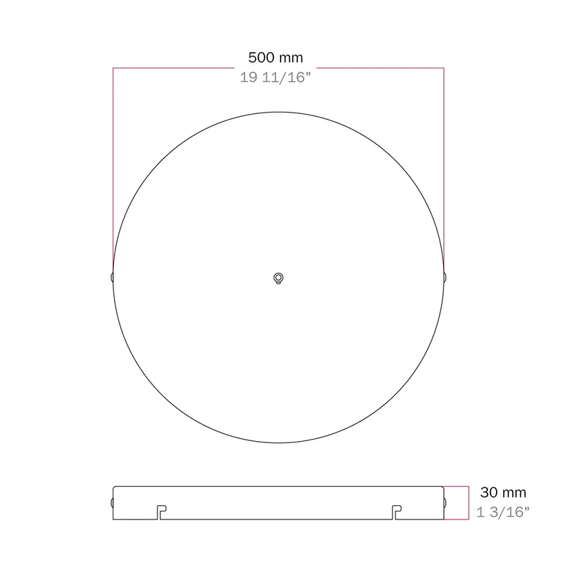 Pavillon rond en aluminium Ø 50 cm avec étrier et câble de mise à la terre, avec 1 trou frontal - Blanc Mat