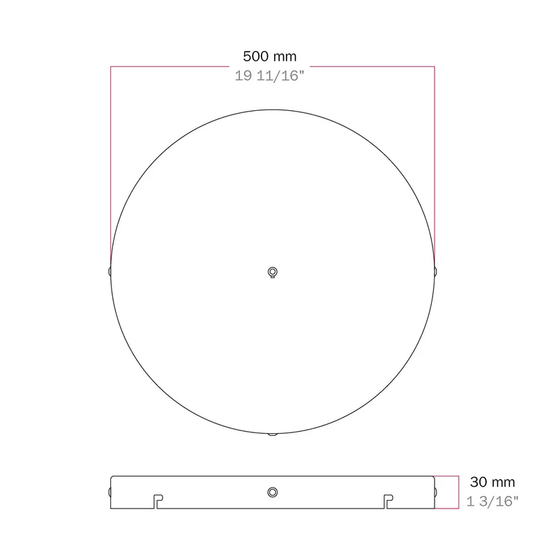Pavillon rond en aluminium Ø 50 cm avec étrier et câble de mise à la terre, avec 1 trou frontal - Blanc Mat